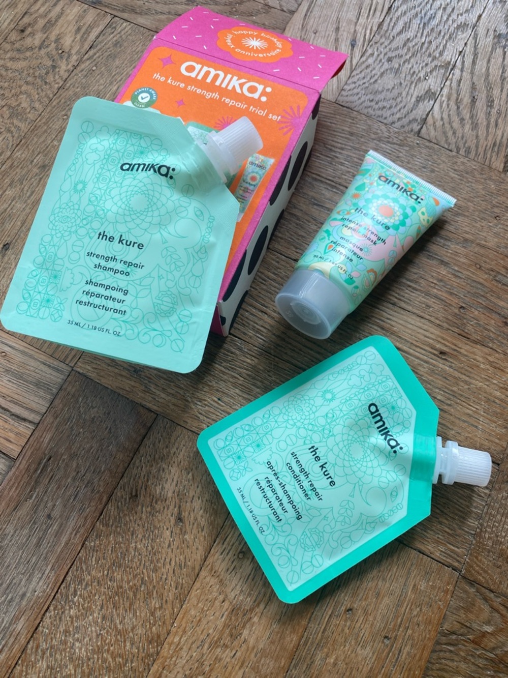 Amika the kure strength repair shampoo conditioner and repair mask set